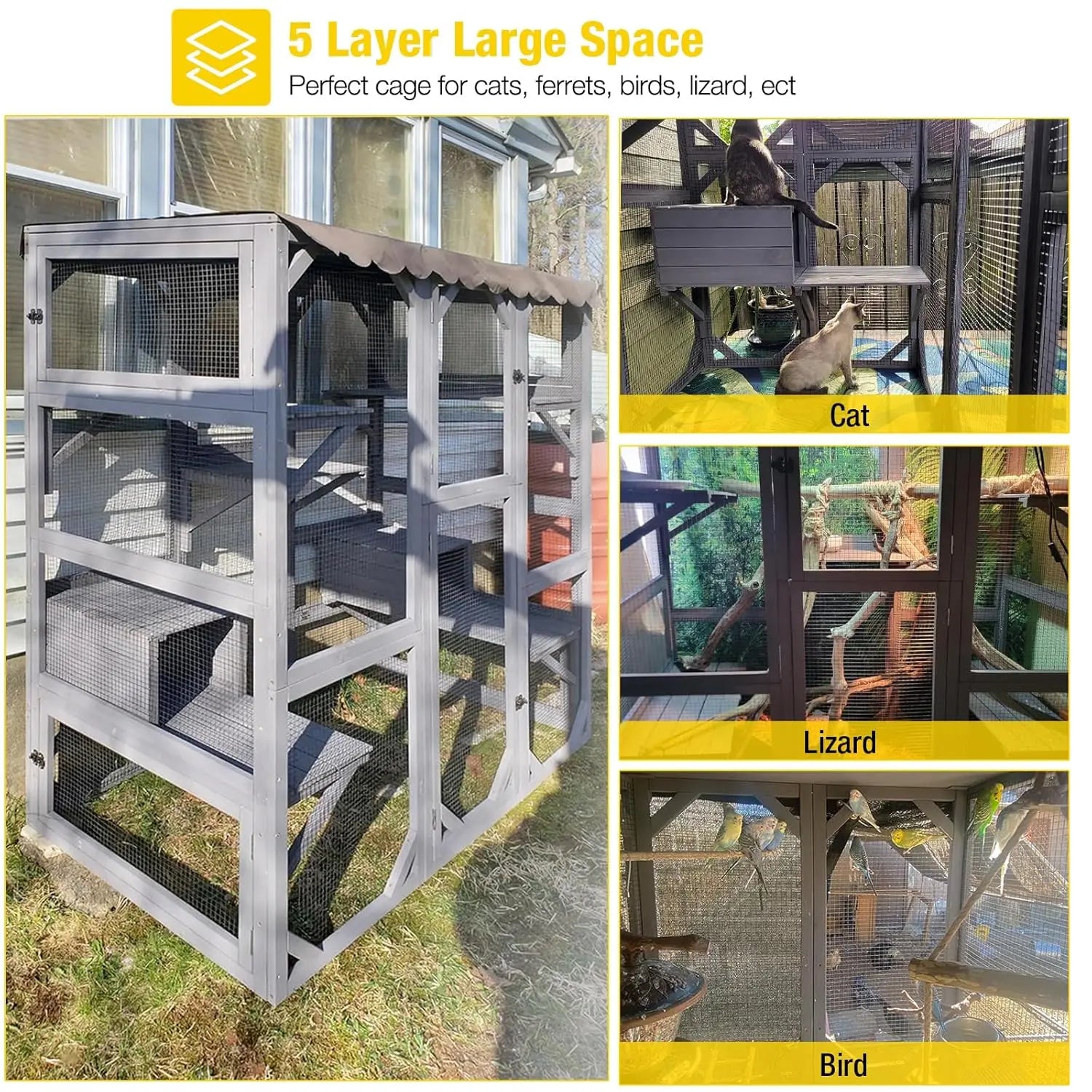 70" Wooden Cat Enclosure