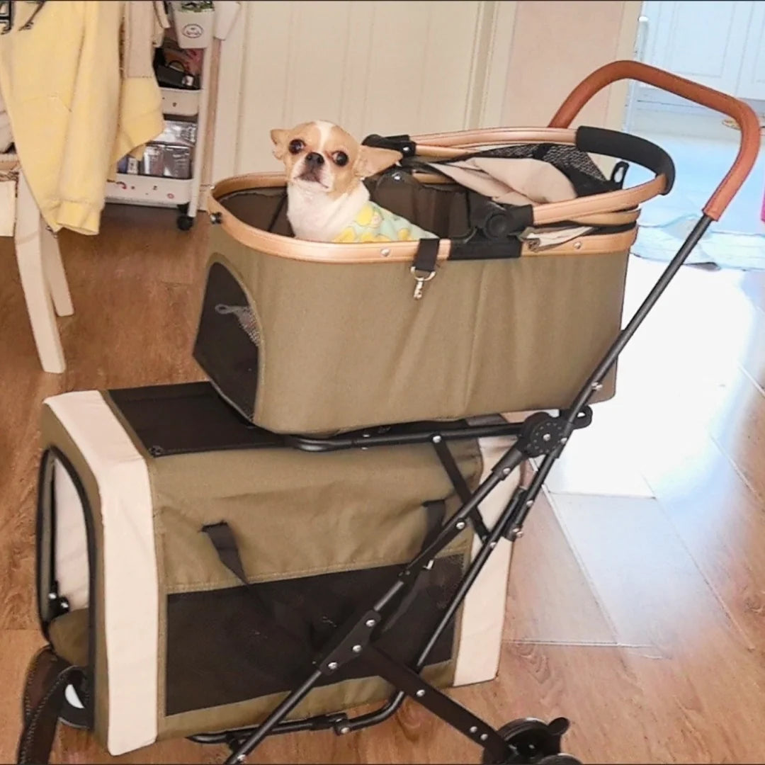 Double Decker Pet Stroller/Separate Compartments