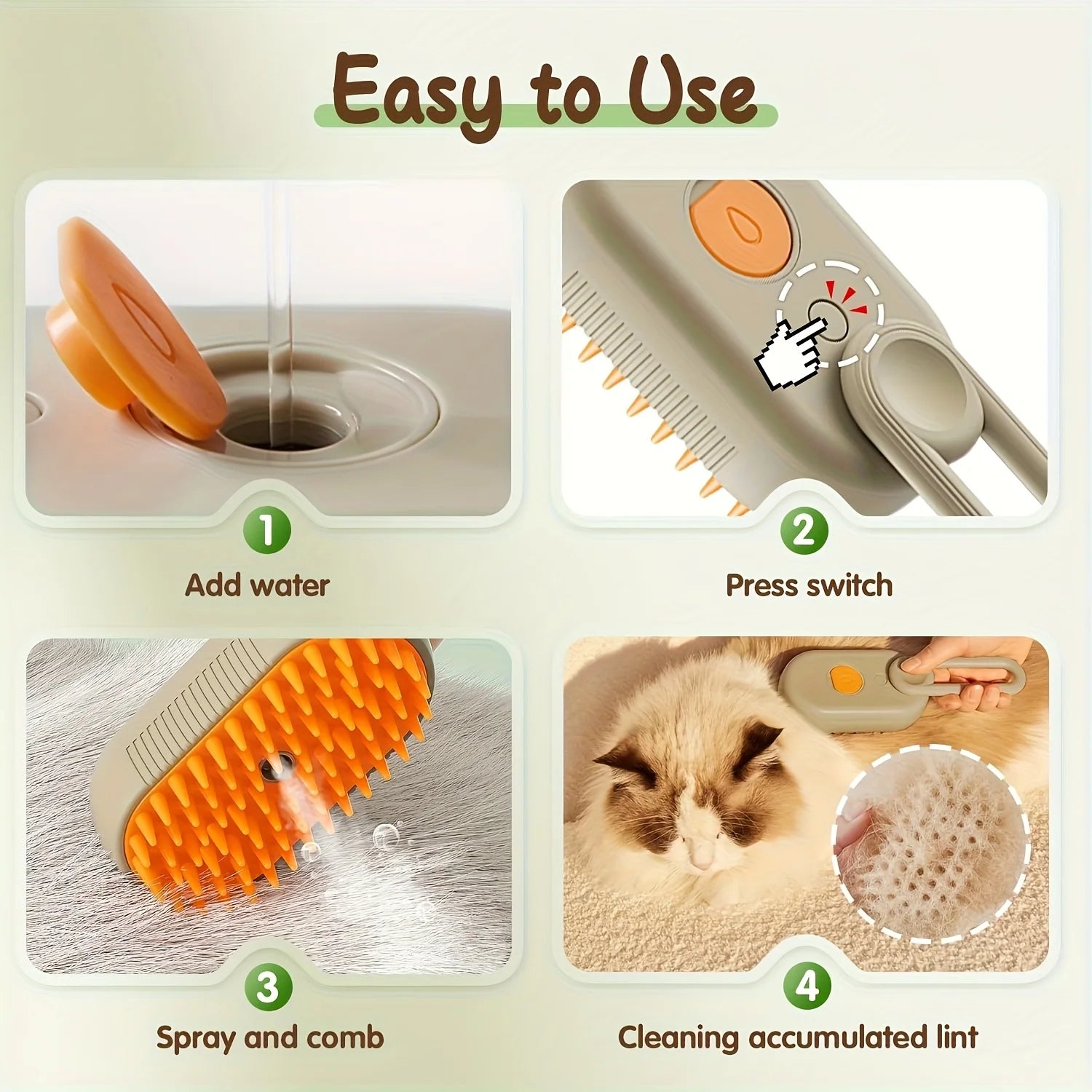 Self-Cleaning Grooming Brush