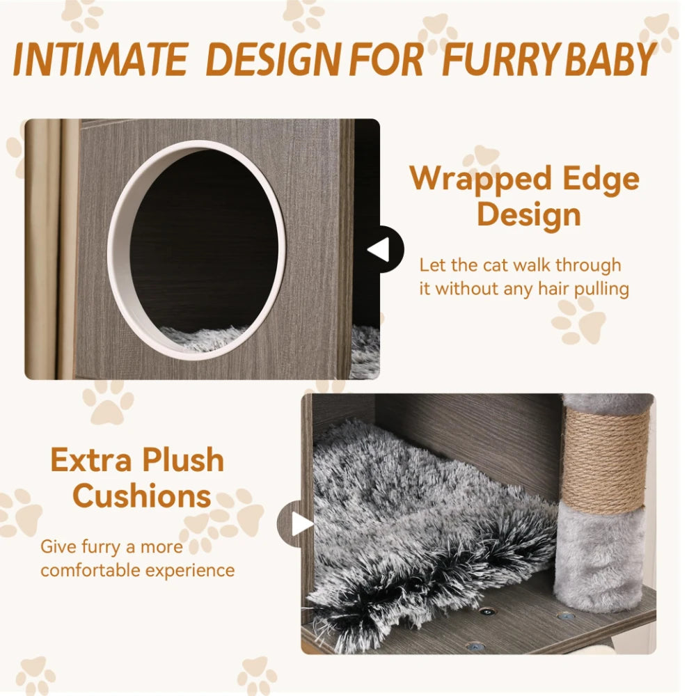 66.9" Cat Tree/Litter Box Enclosure