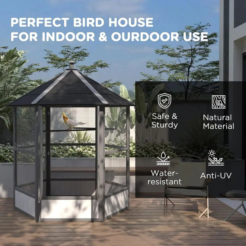 Large Hexagonal Outdoor Aviary