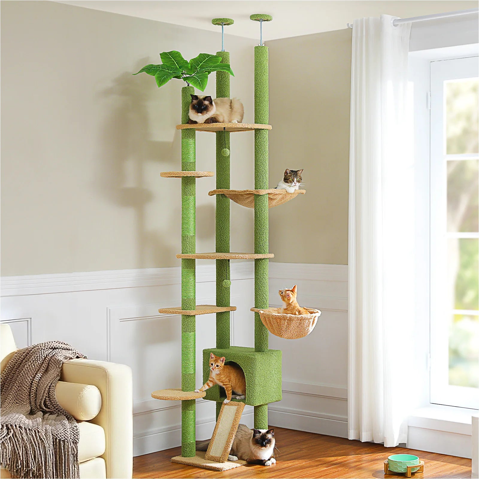 Cactus Cat Tree Floor to Ceiling Cat Tower