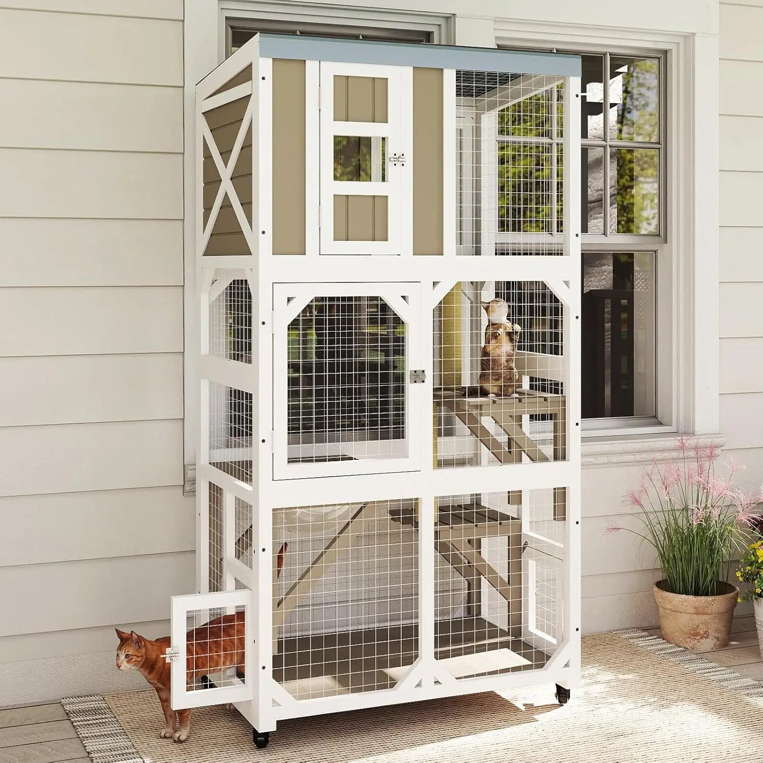 64" Wooden Cat Enclosure