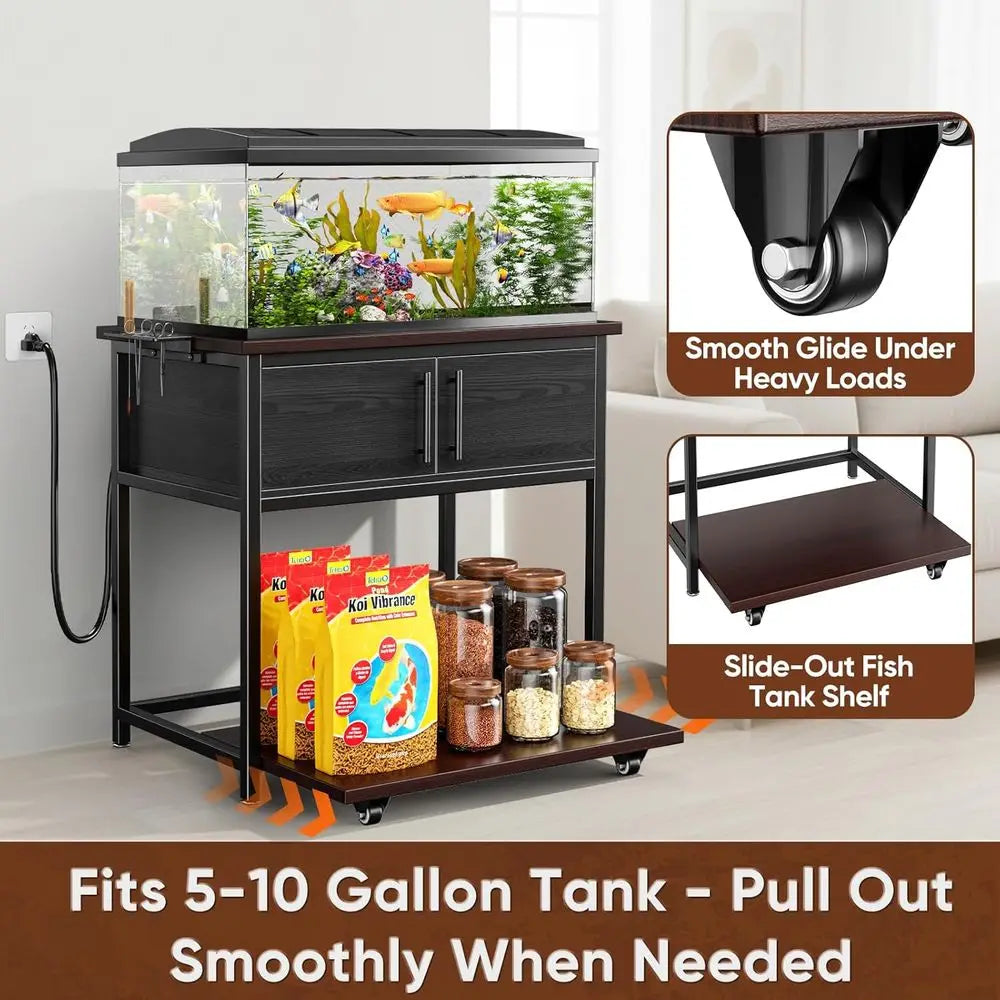 Heavy-Duty Metal & Waterproof Wood Aquarium Stand