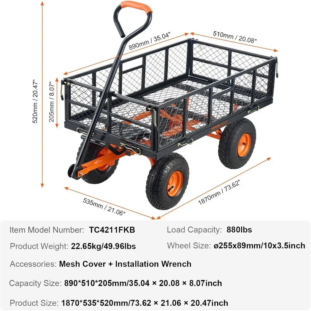 Heavy-Duty Steel Garden Dump Cart