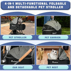 Pet Stroller 4 in 1 with Detachable Carrier
