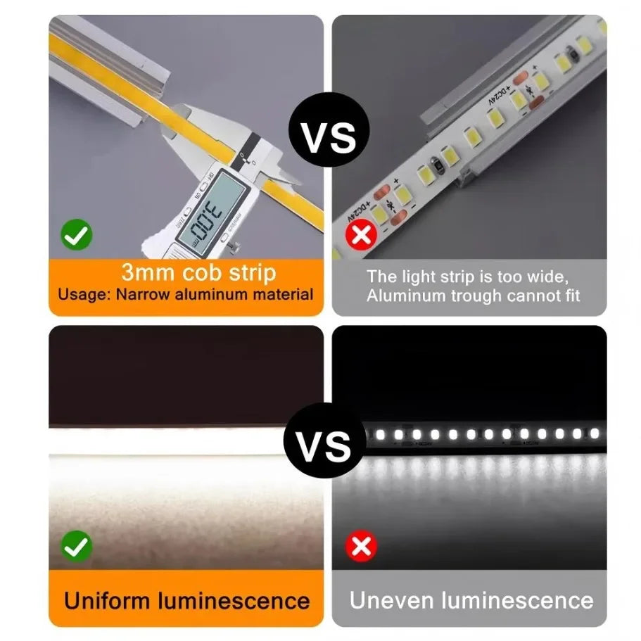 Ultra Thin 12V Colorful COB LED Strip Dimmable