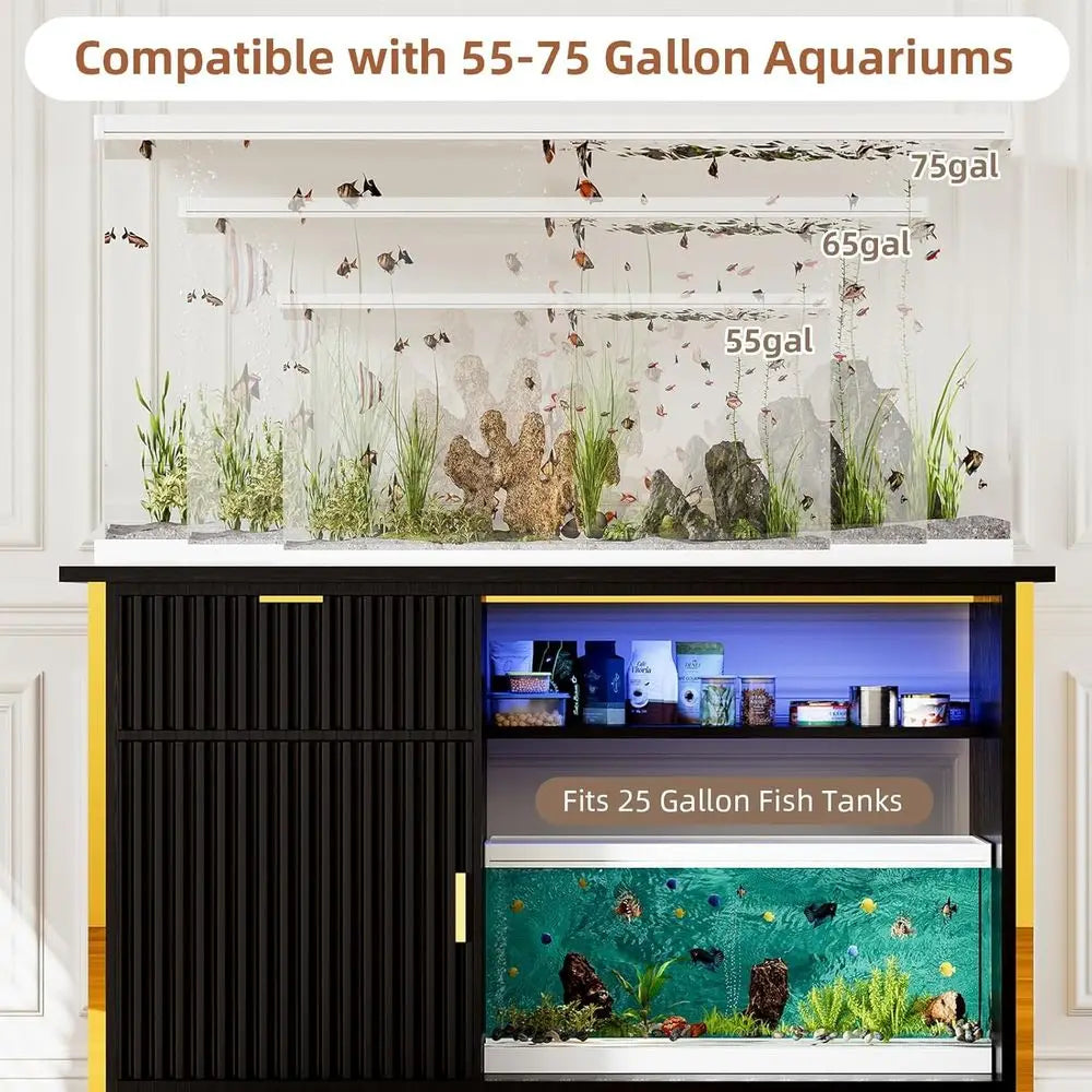 Sturdy Black/Gold Fish Tank Stand