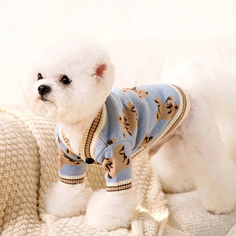 Luxury Dog Clothes Striped Cardigan