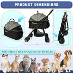 Pet Stroller 4 in 1 with Detachable Carrier