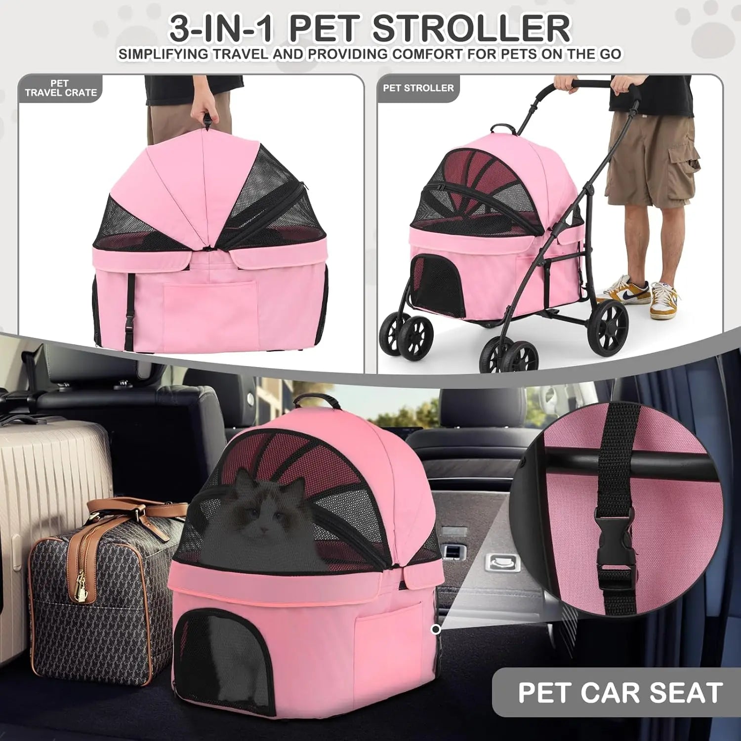 Folding Pet Stroller Jogging