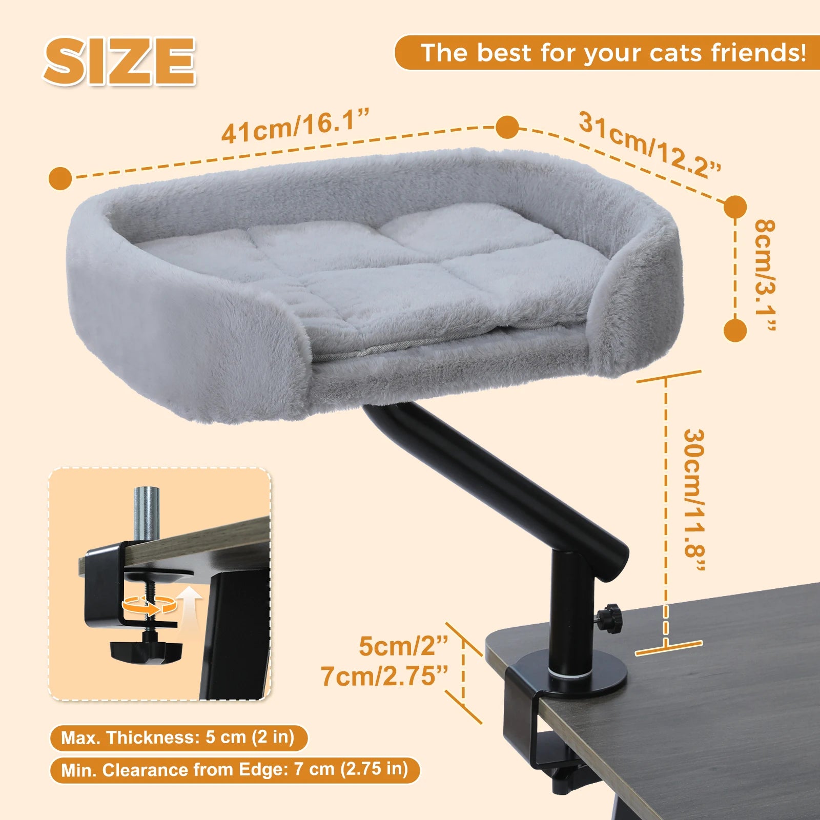 Cat Desk Bed, 360° Rotatable