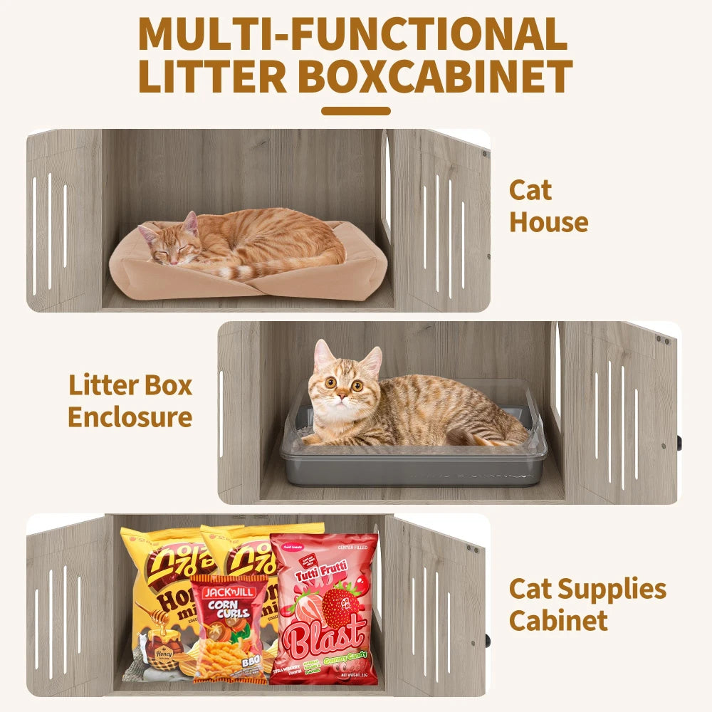 66.9" Cat Tree/Litter Box Enclosure