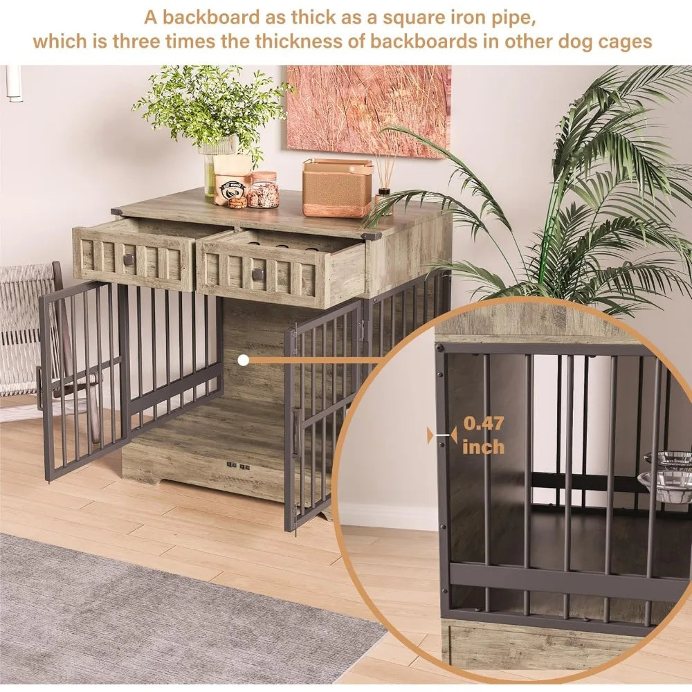 Dog Crate with 2 Drawers, 35.1"