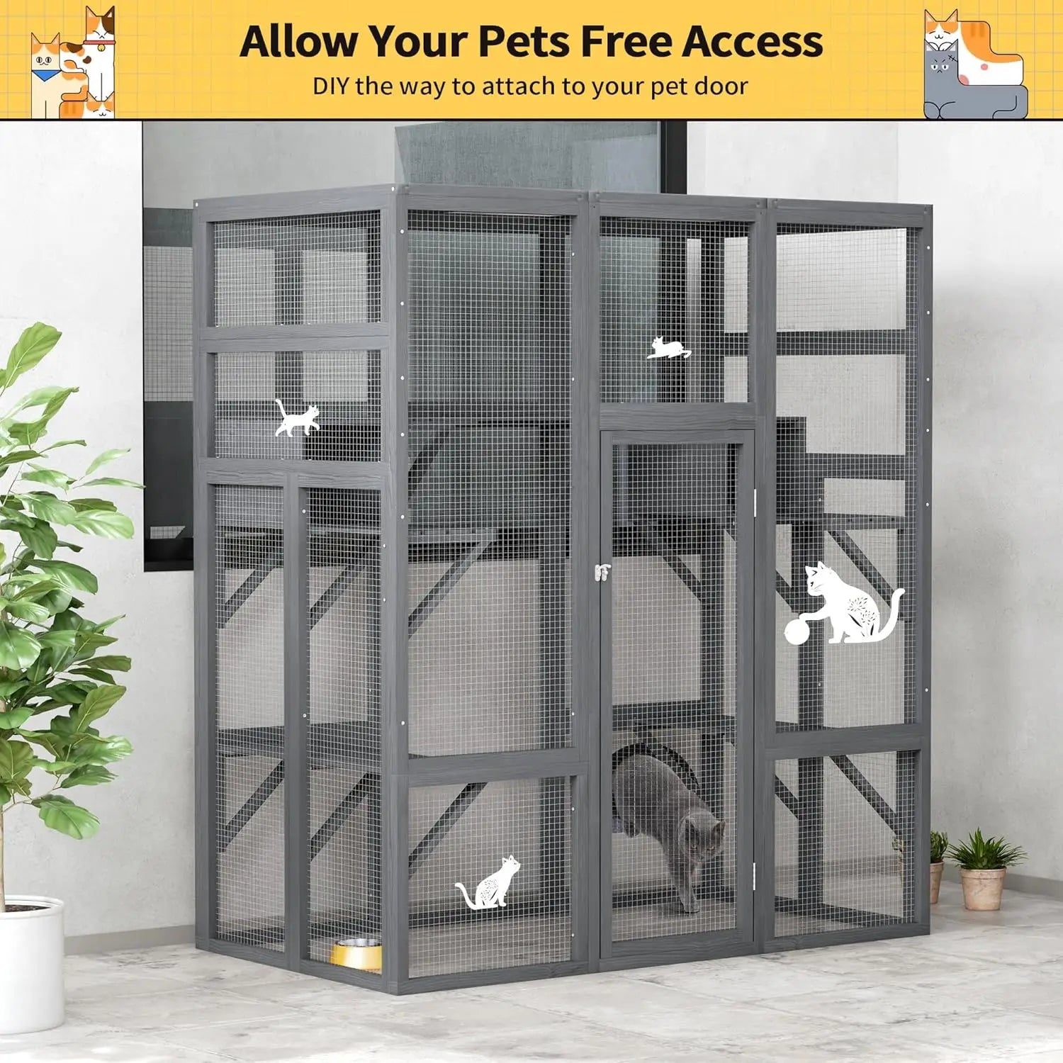 70" Large Spacious Wooden Enclosure