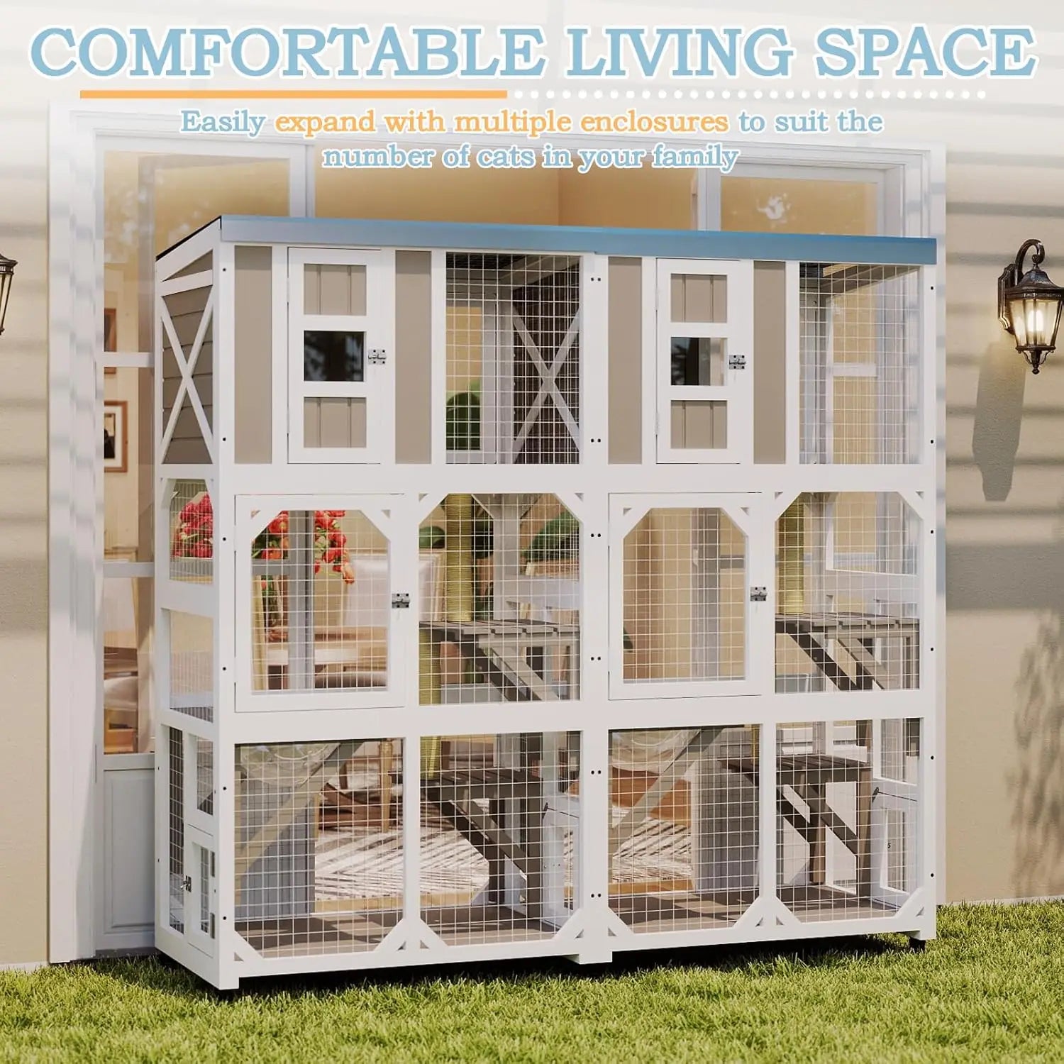 64" Wooden Cat Enclosure