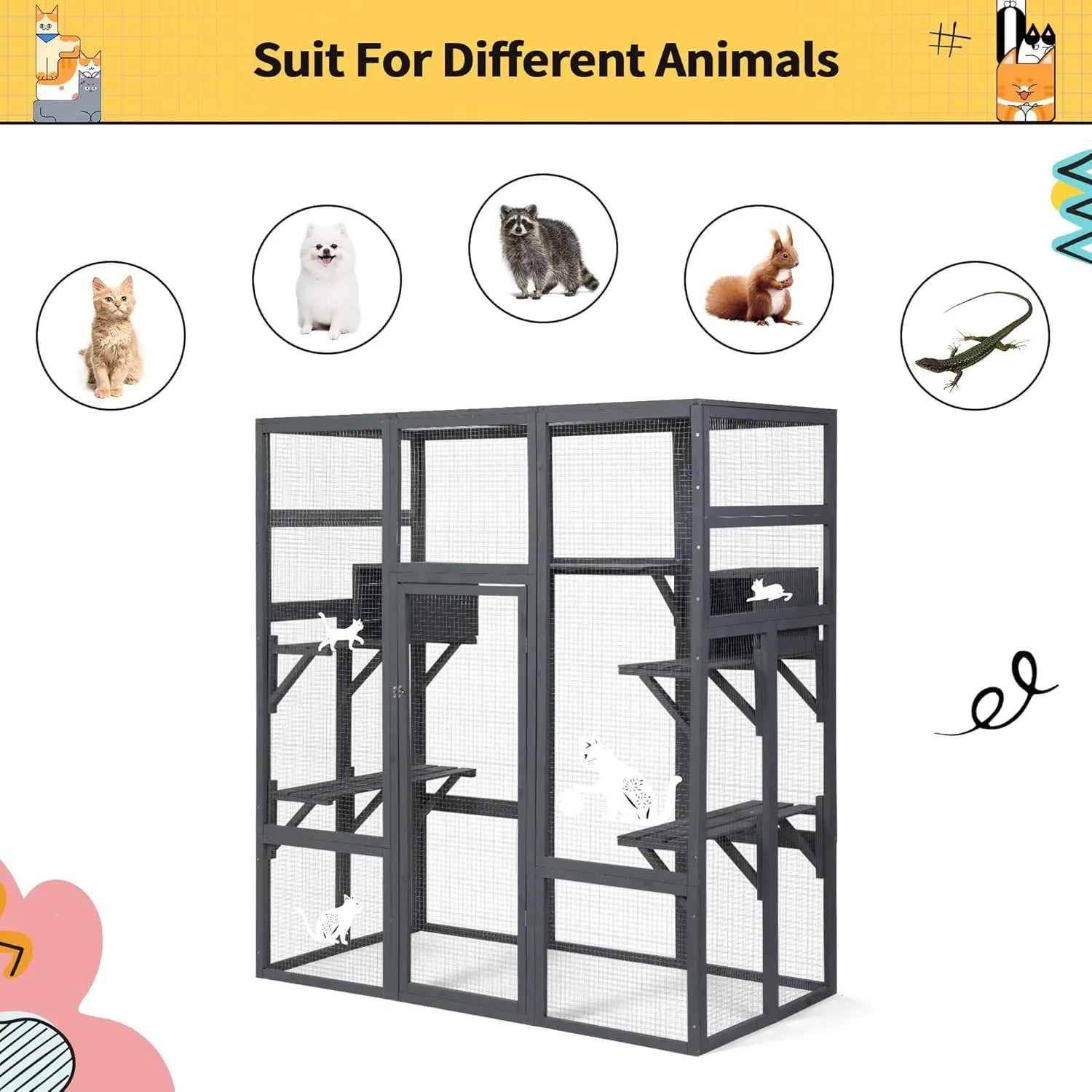 70" Large Spacious Wooden Enclosure