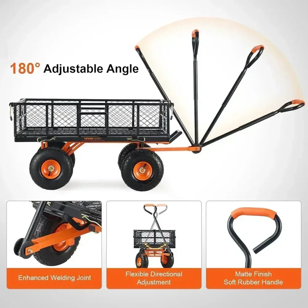 Heavy-Duty Steel Garden Dump Cart