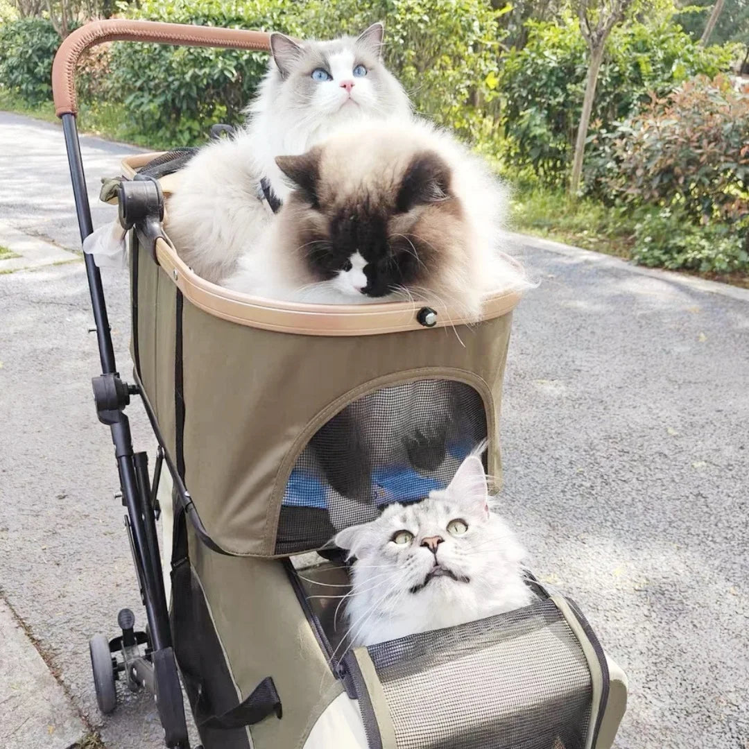 Double Decker Pet Stroller/Separate Compartments