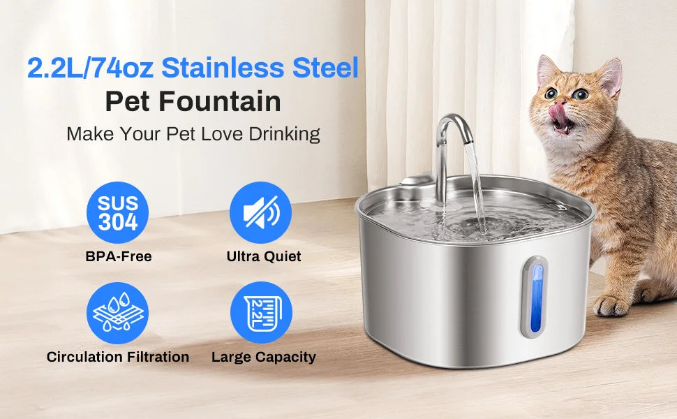 Stainless Steel Cat Water Fountain