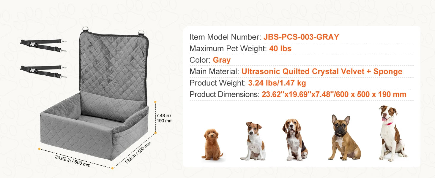 Booster Seat on Car for M/L Dog