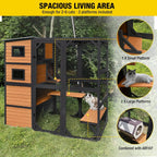 4-Tier Wooden Cat Enclosure