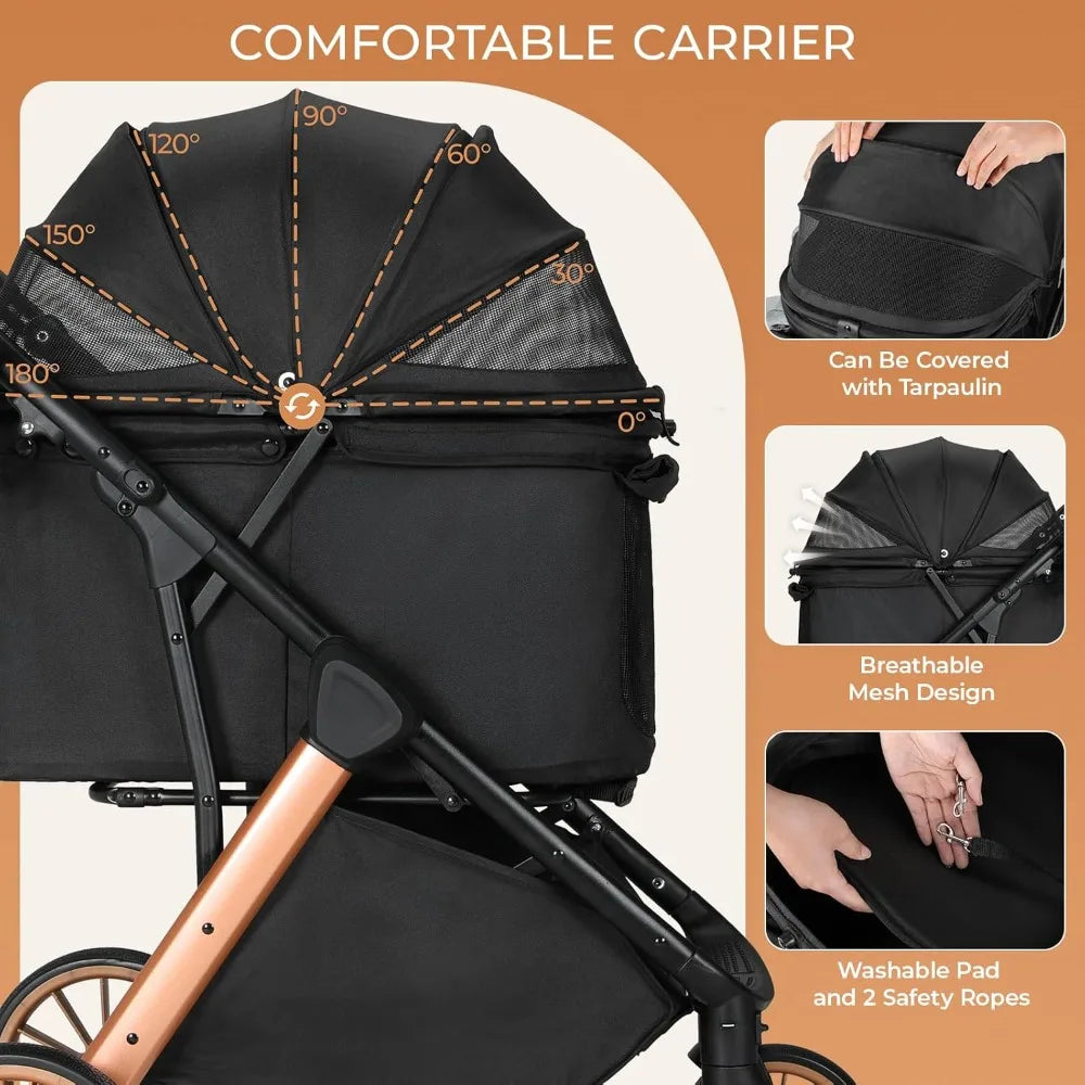 Foldable Dog Stroller for Medium Small Pets