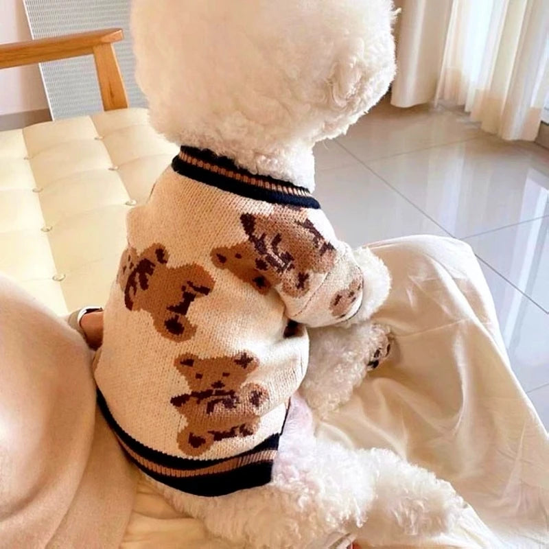 Luxury Dog Clothes Striped Cardigan