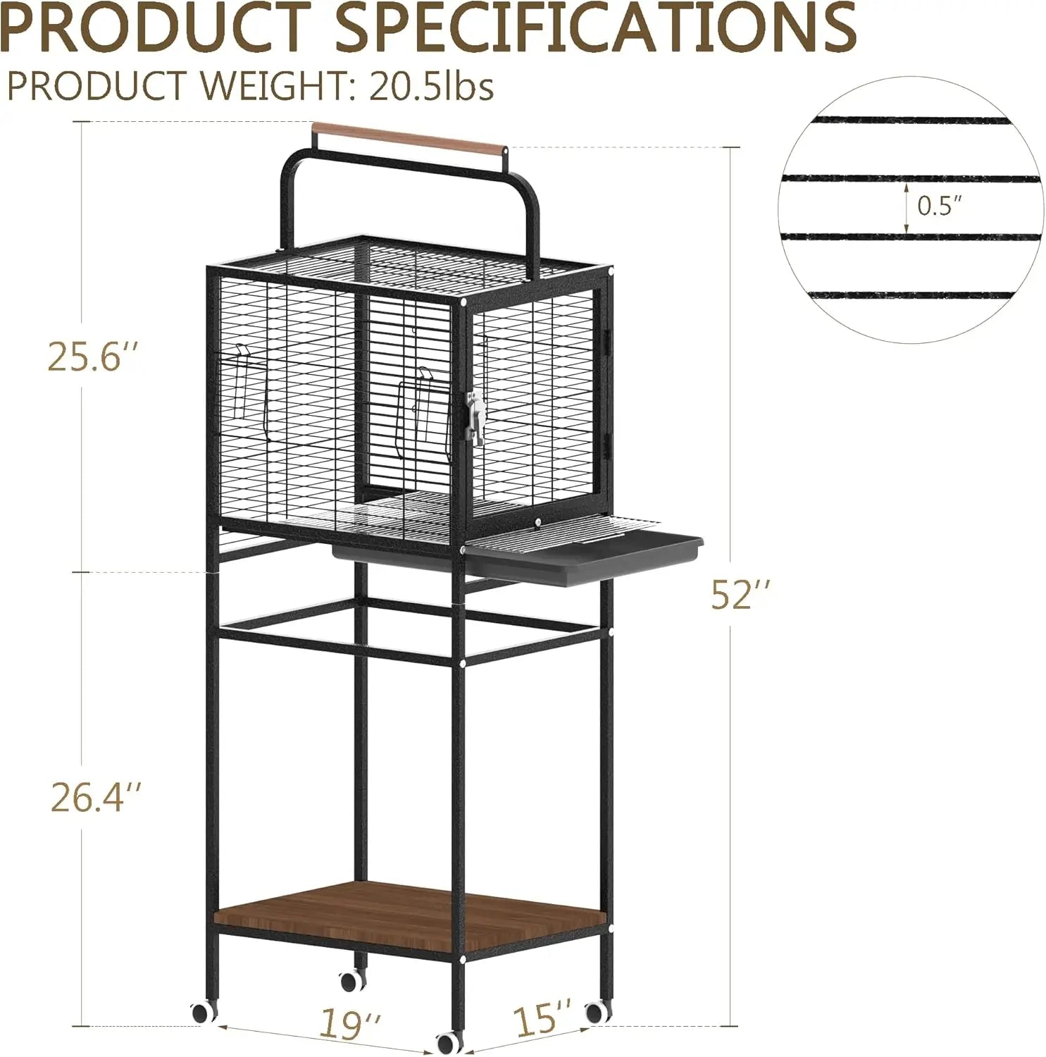52-In Detachable Travel Birdcage