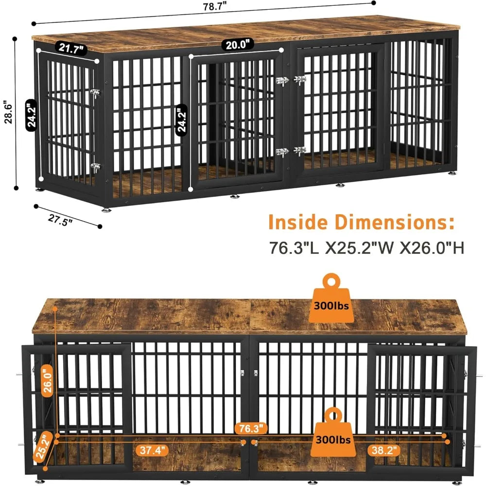 78" Double Dog Crate