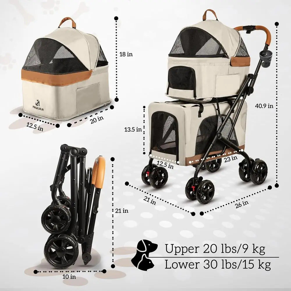 Pet Stroller/Detachable Carriers