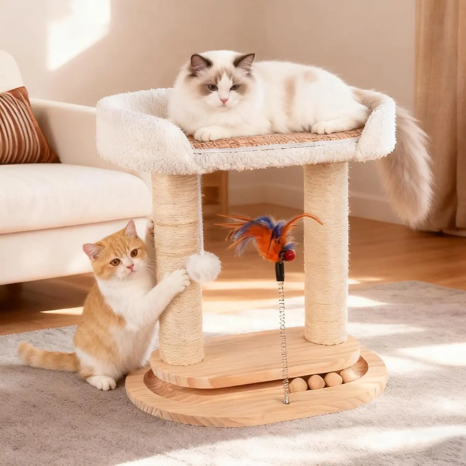 Small Wooden Cat Tree Tower