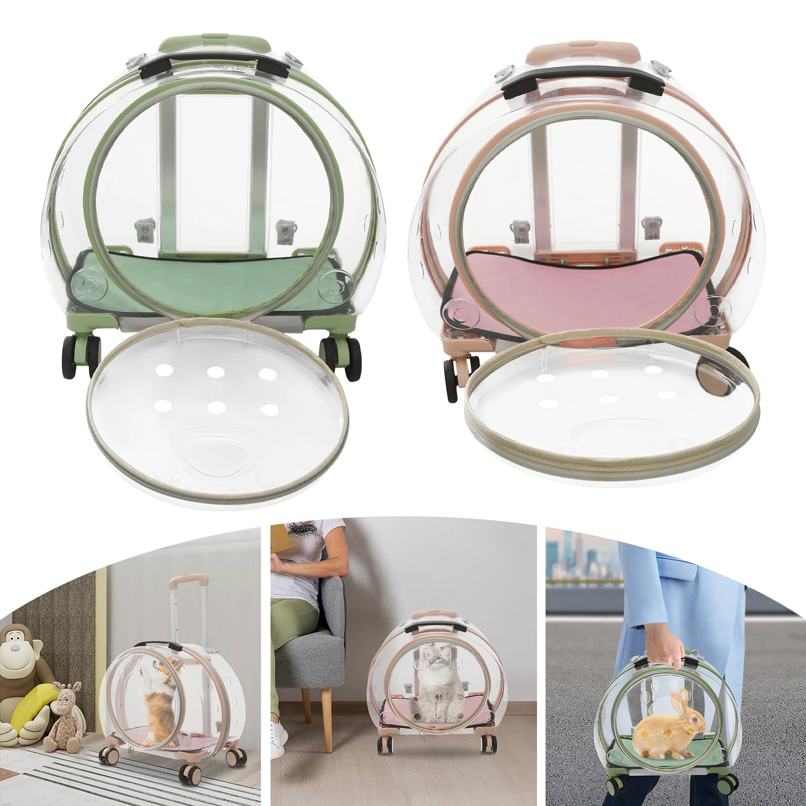 Pink/Green Breathable Cat Carrier