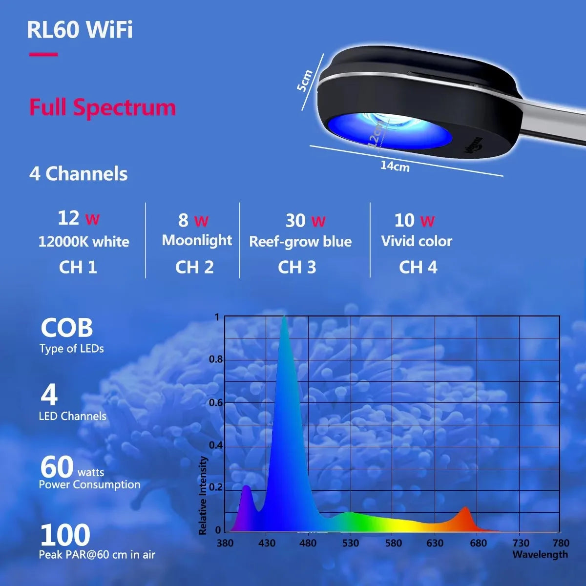 WiFi Nano Aquarium LED Light 60W