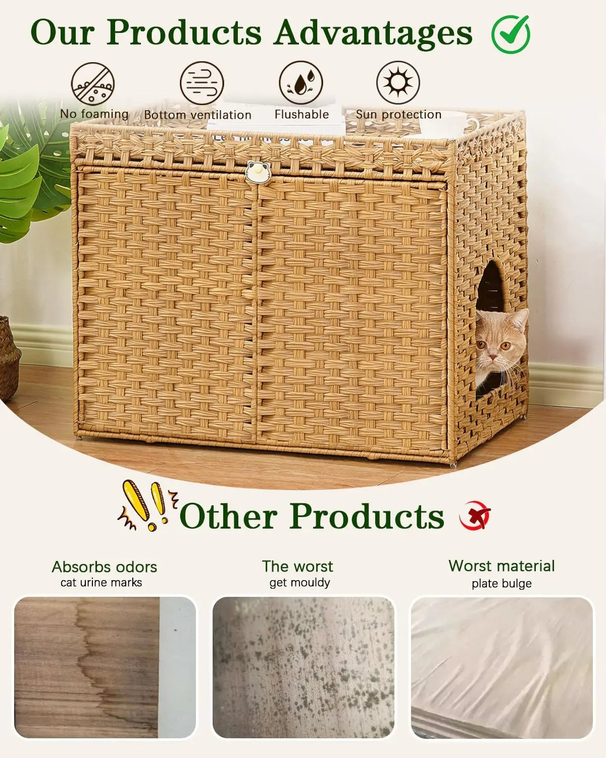 Rattan Cat Litter Box Enclosure