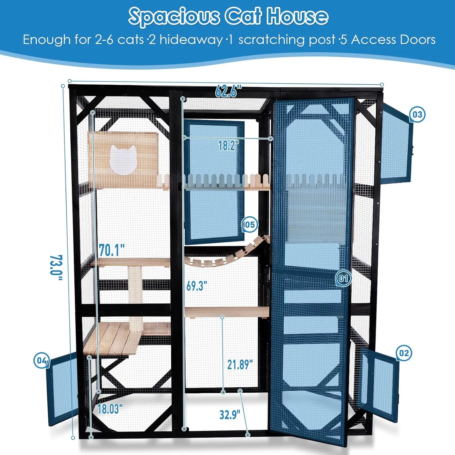 Cat Enclosure Walk-in 73"