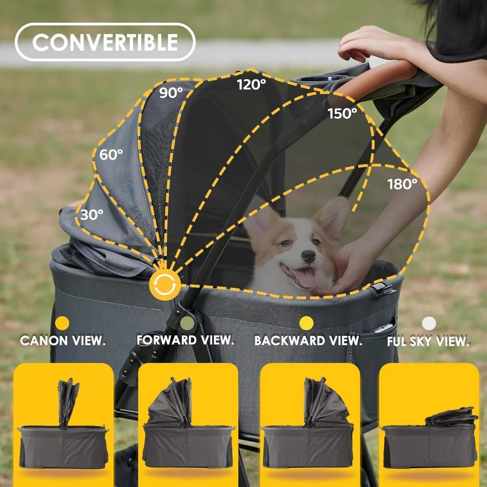 Pet Stroller with Removable Carrier