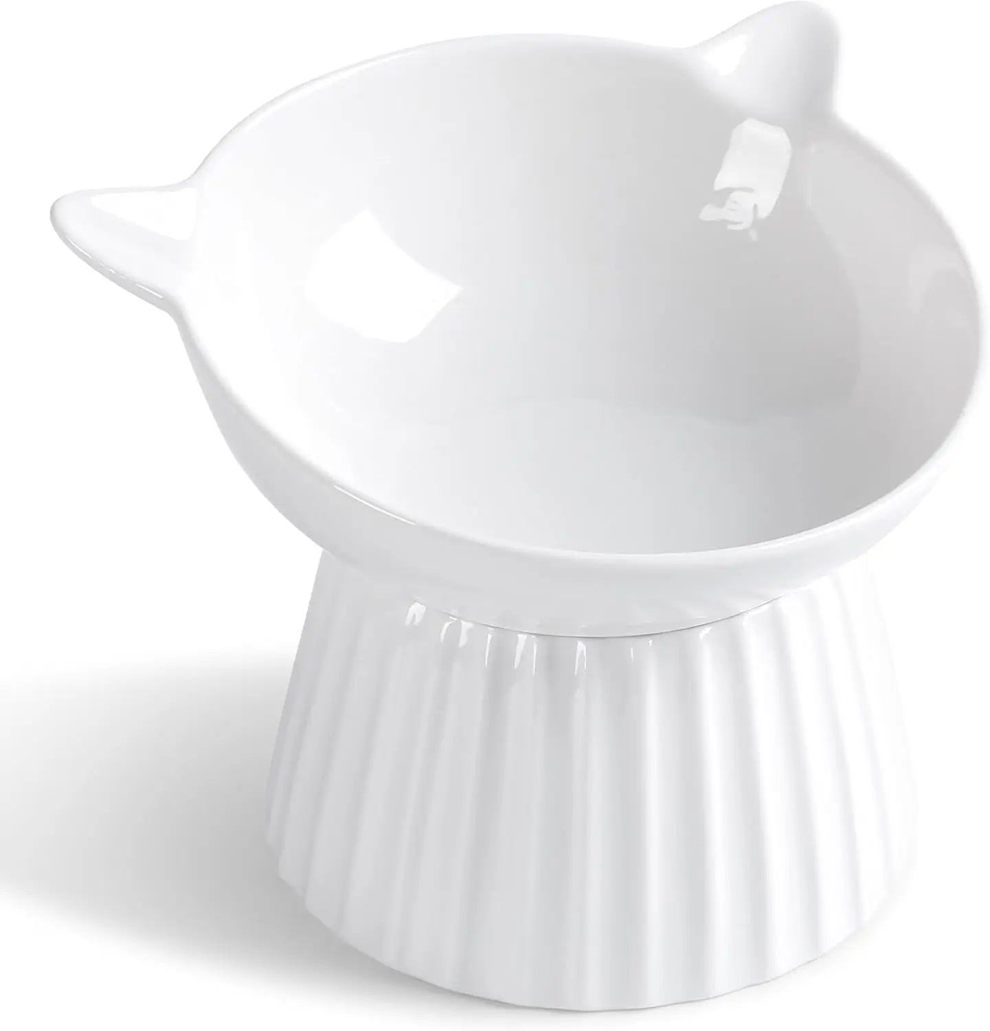 Elevated Ceramic Cat Bowl with 15° Tilt