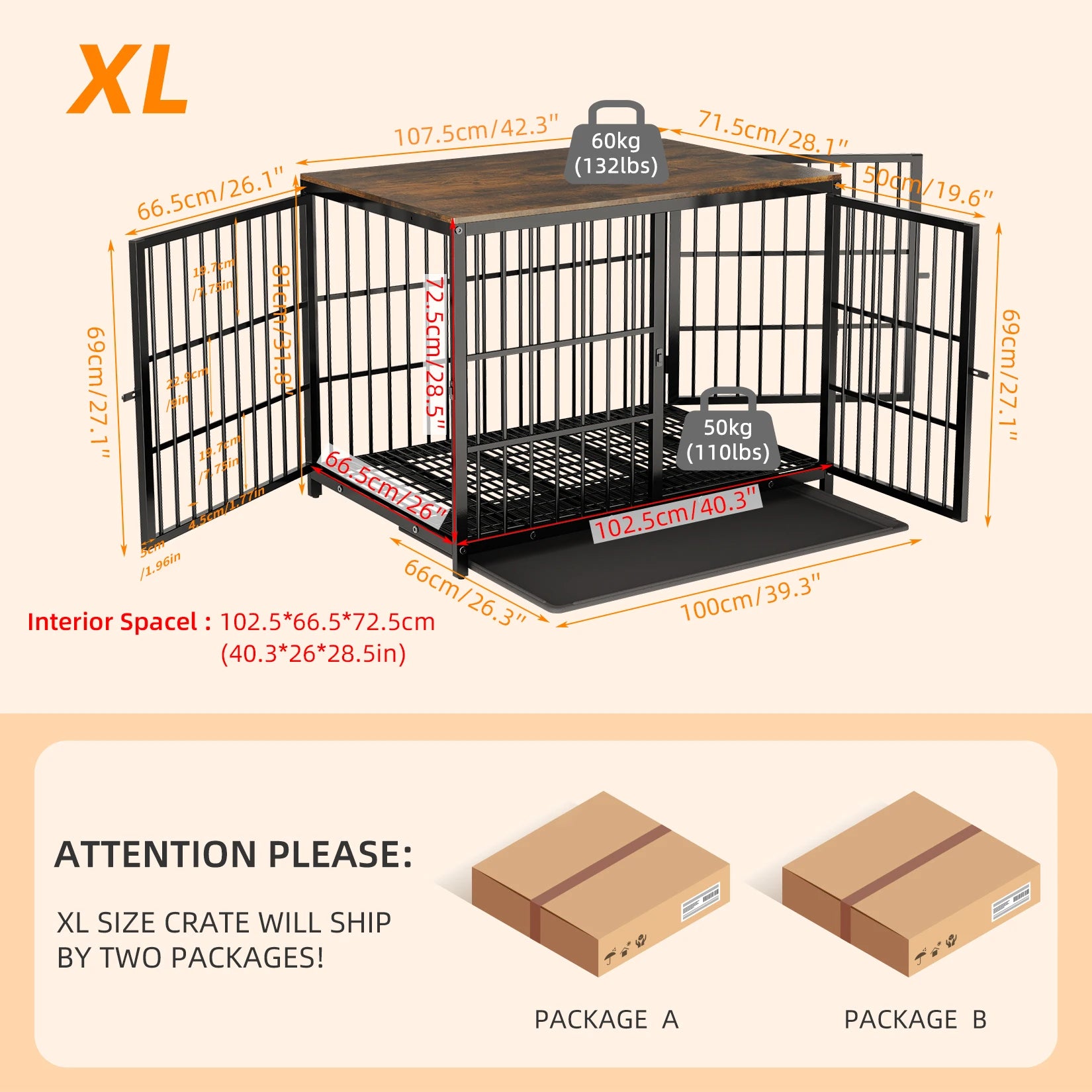 Dog Crate Metal/Wood