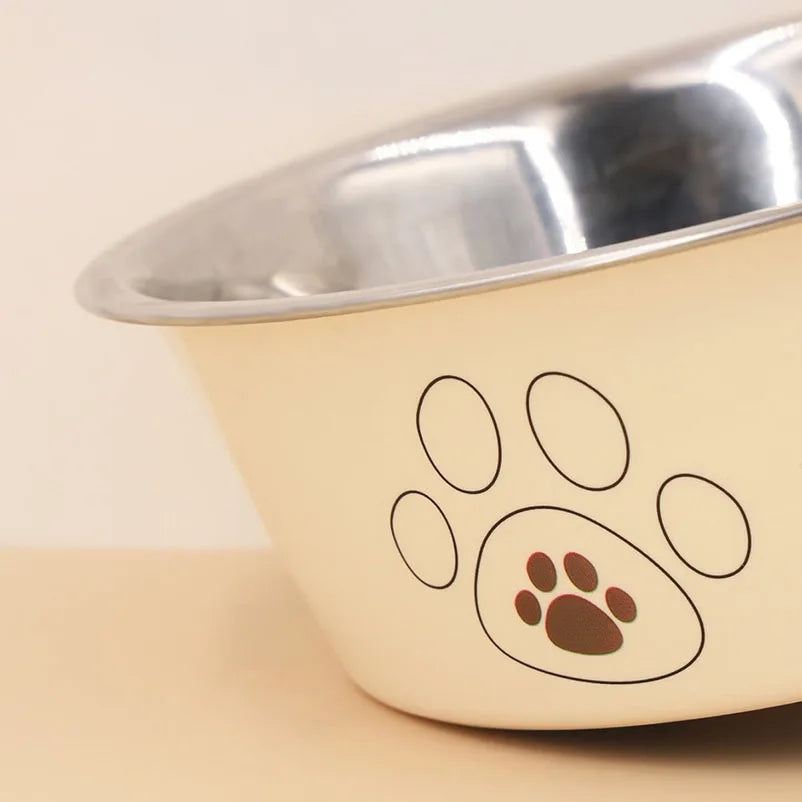 Stainless steel footprint dog bowl