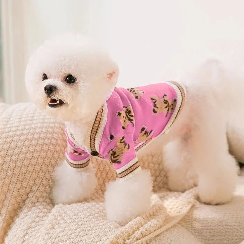 Luxury Dog Clothes Striped Cardigan