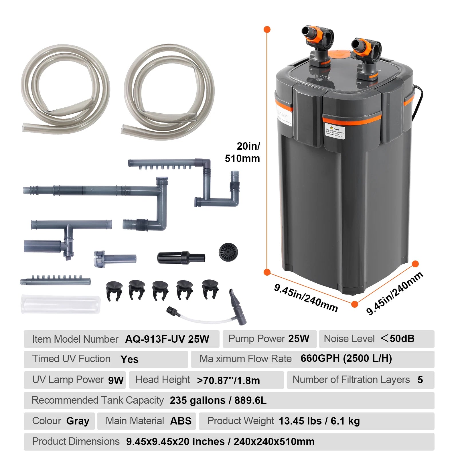 Aquarium Filter Canister Ultra-Quiet