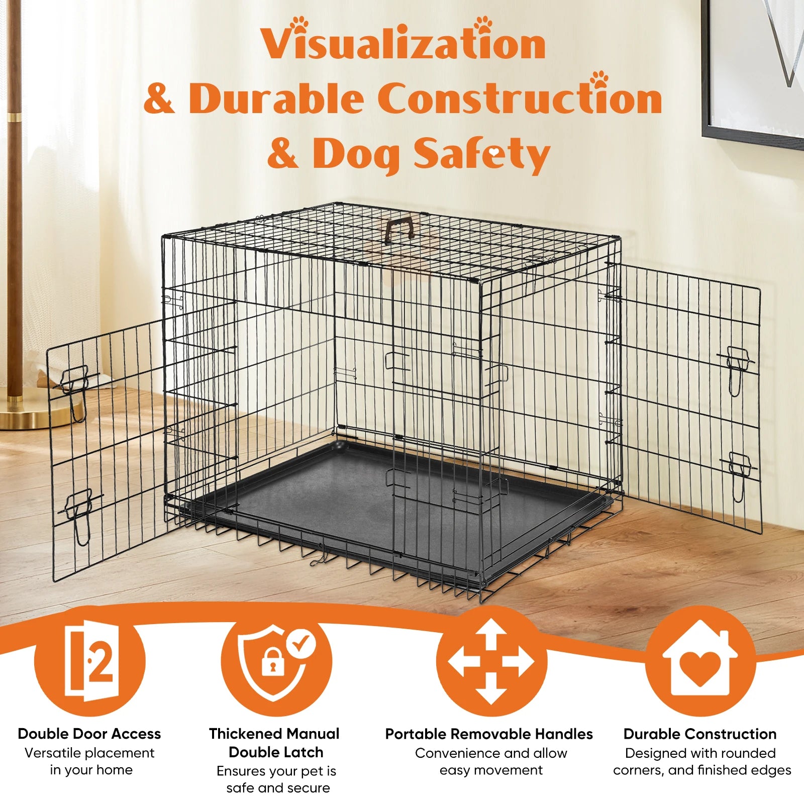 48 Inch Double Door Folding Cage