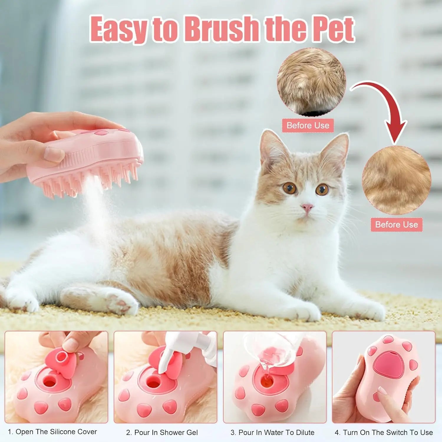 Cat Steam Brush for Shedding