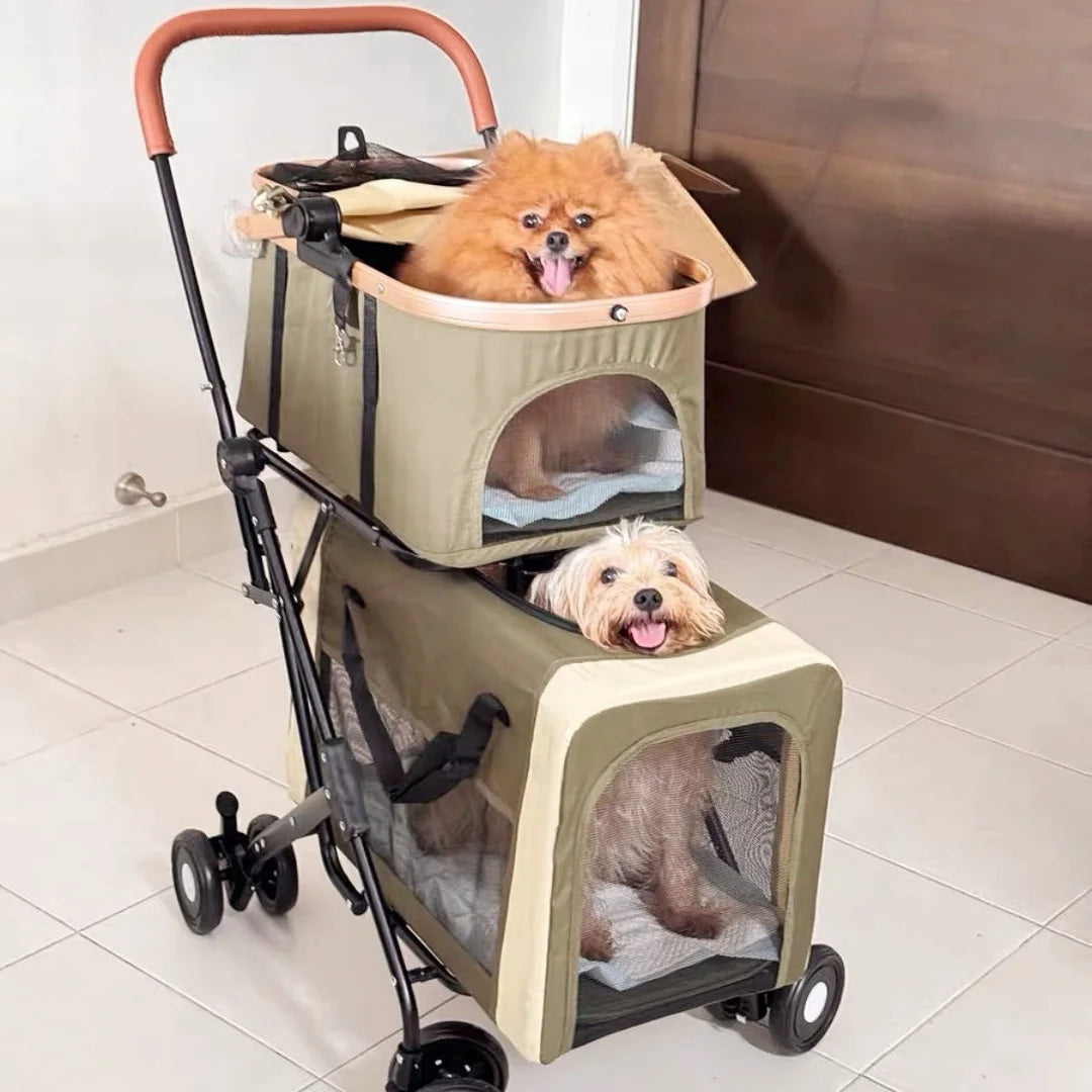 Double Decker Pet Stroller/Separate Compartments