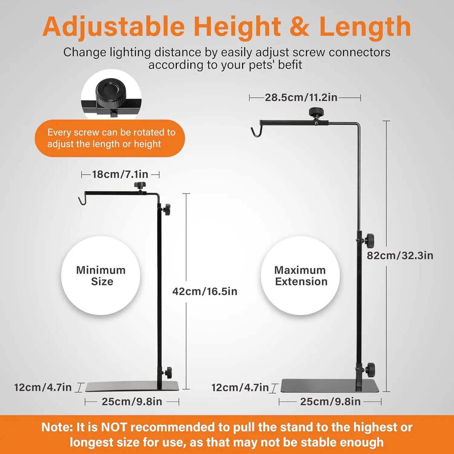 Adjustable Reptile Lamp Stand Holder