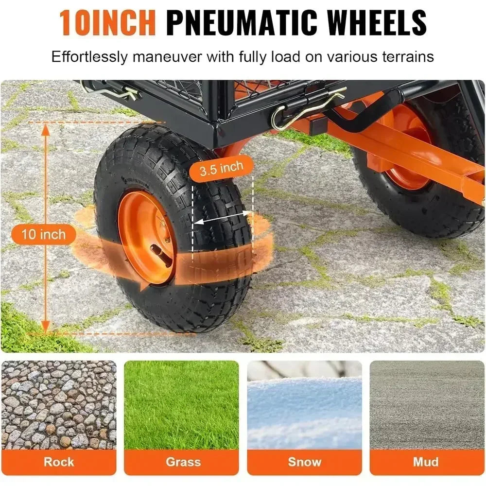 Heavy-Duty Steel Garden Dump Cart