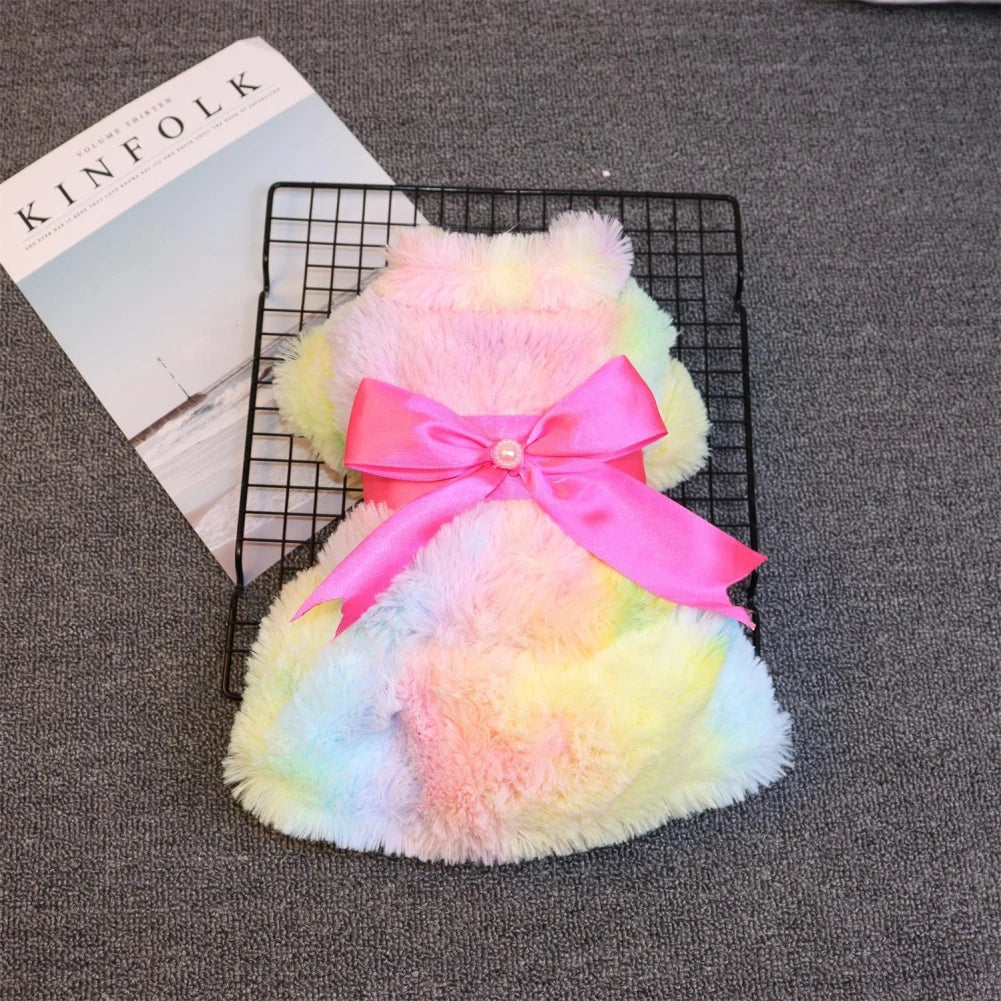 Dog Fluffy Pink Bowknot