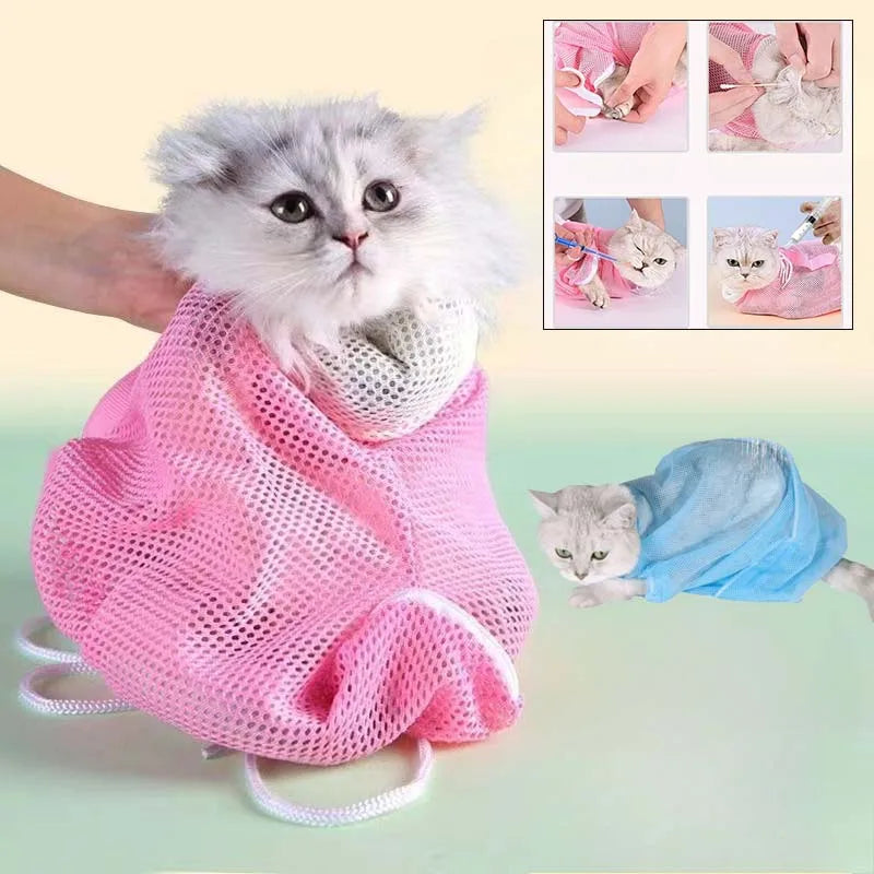 Mesh Cat Grooming Bath Bag