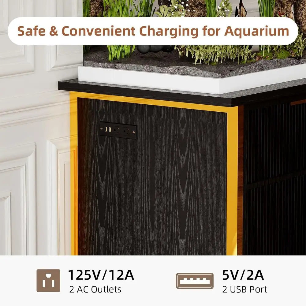 Sturdy Black/Gold Fish Tank Stand